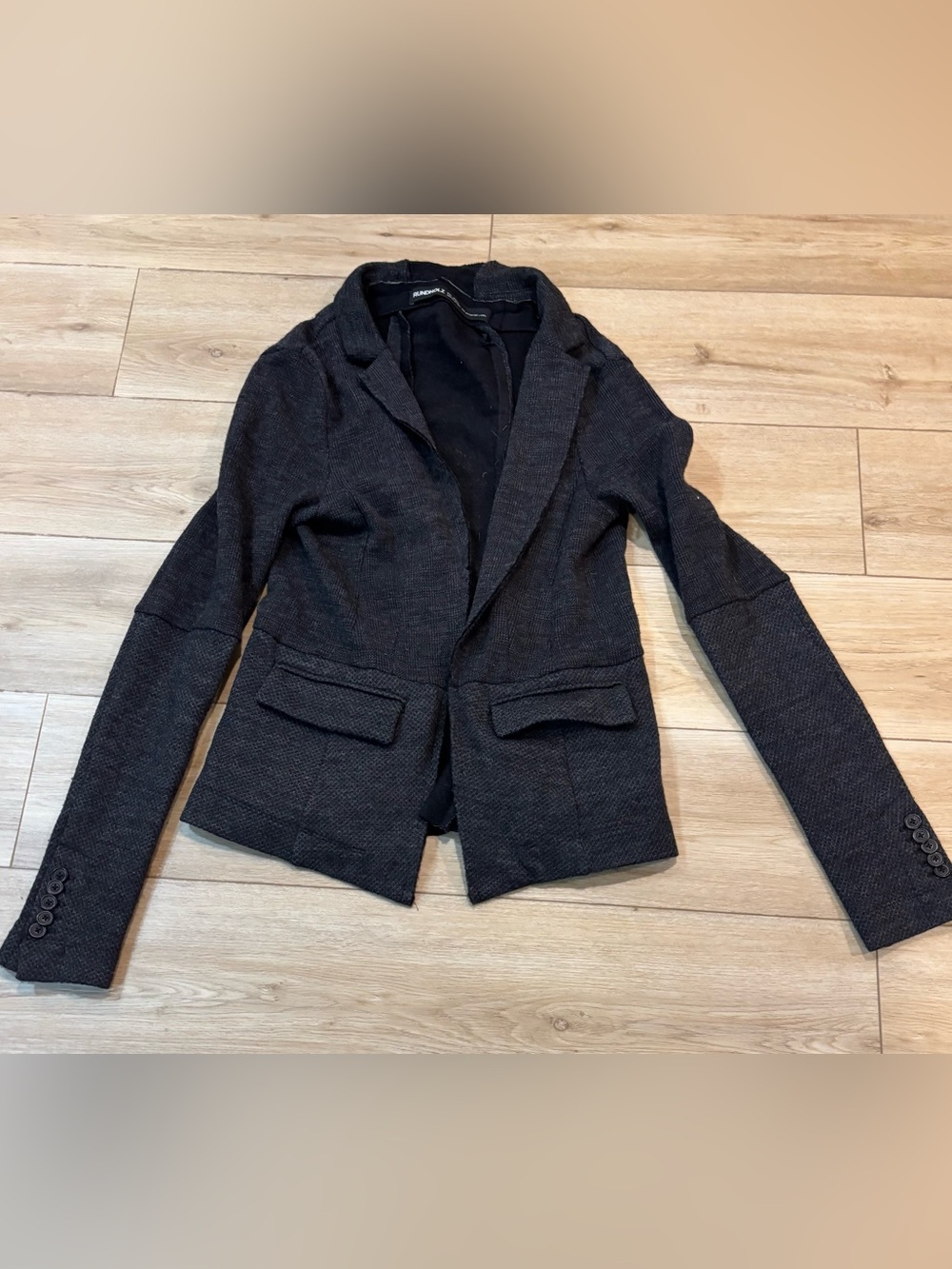 RUNDHOLZ Avant Garde Black Gray Blazer Jacket Black Wool Blend Size Small S WOW